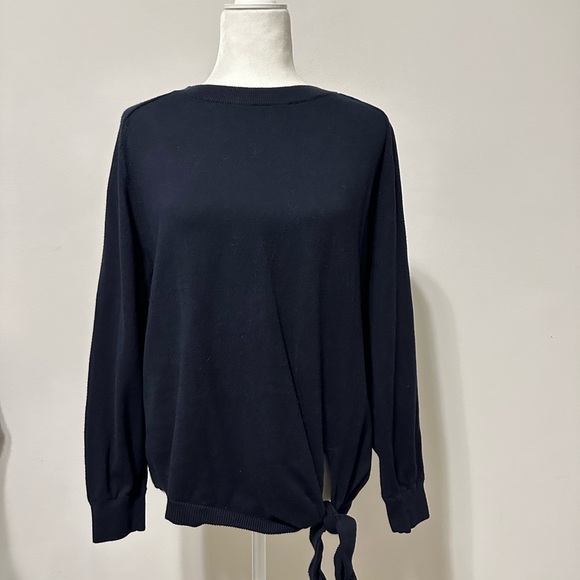 Vince Navy Blue Tie Waist Front Cotton Sweater Small - Picture 9 of 12